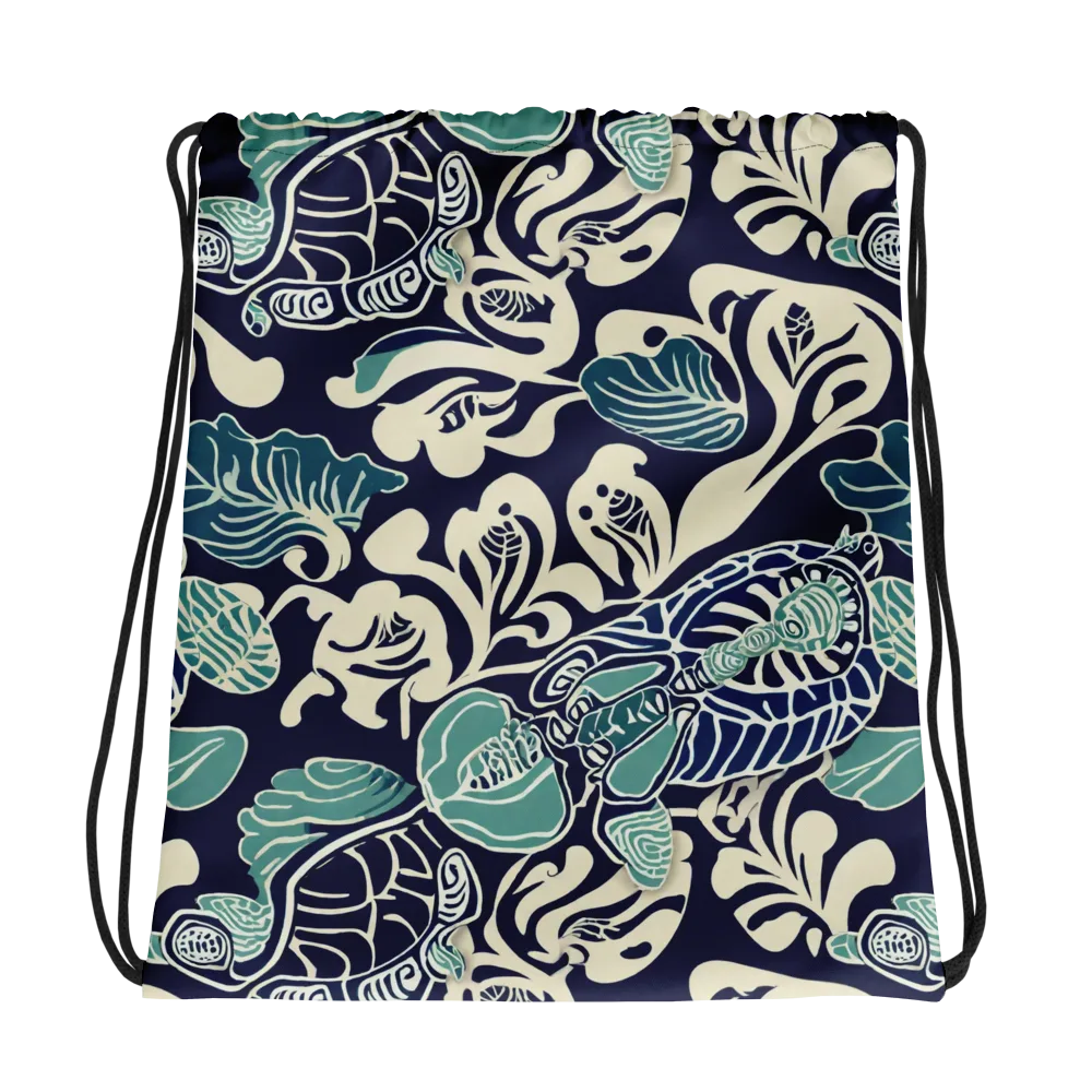 Navy Beetle Garden on Drawstring Bag — Photo