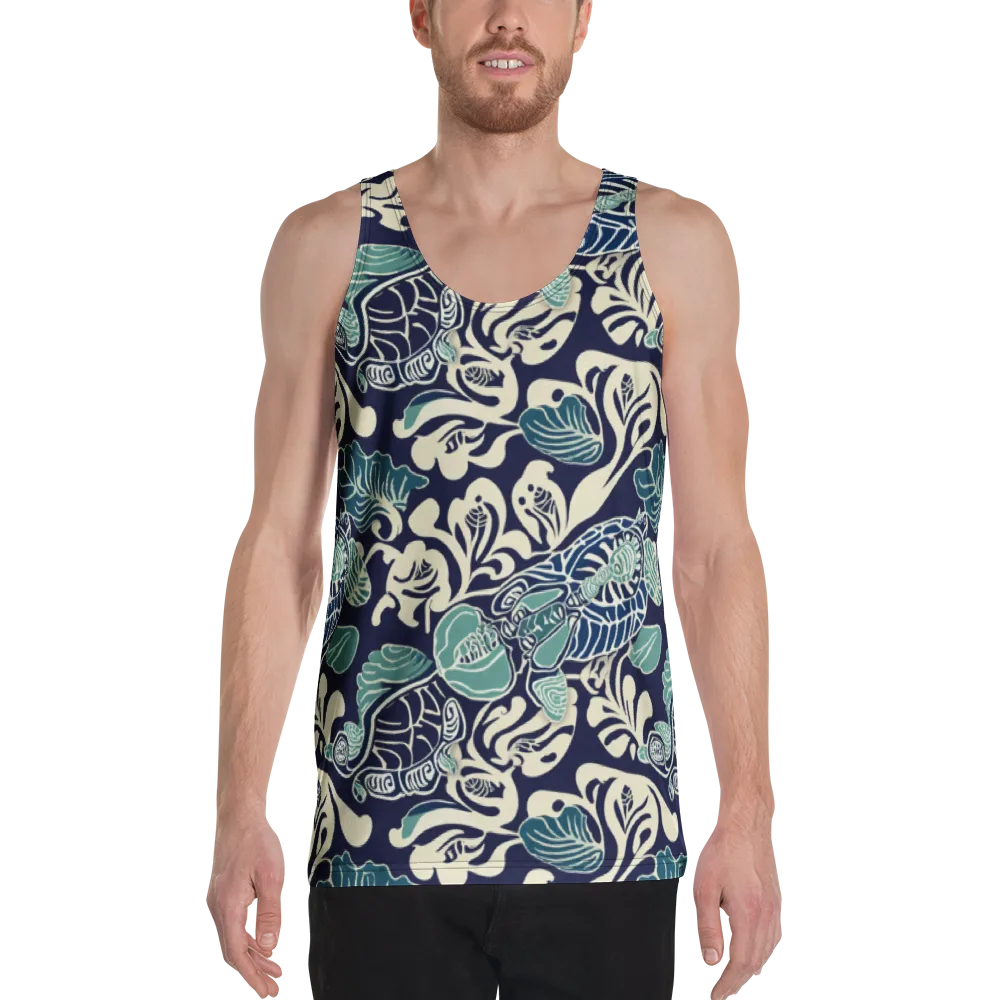 Navy Beetle Garden on Men's Tank Top — Front
