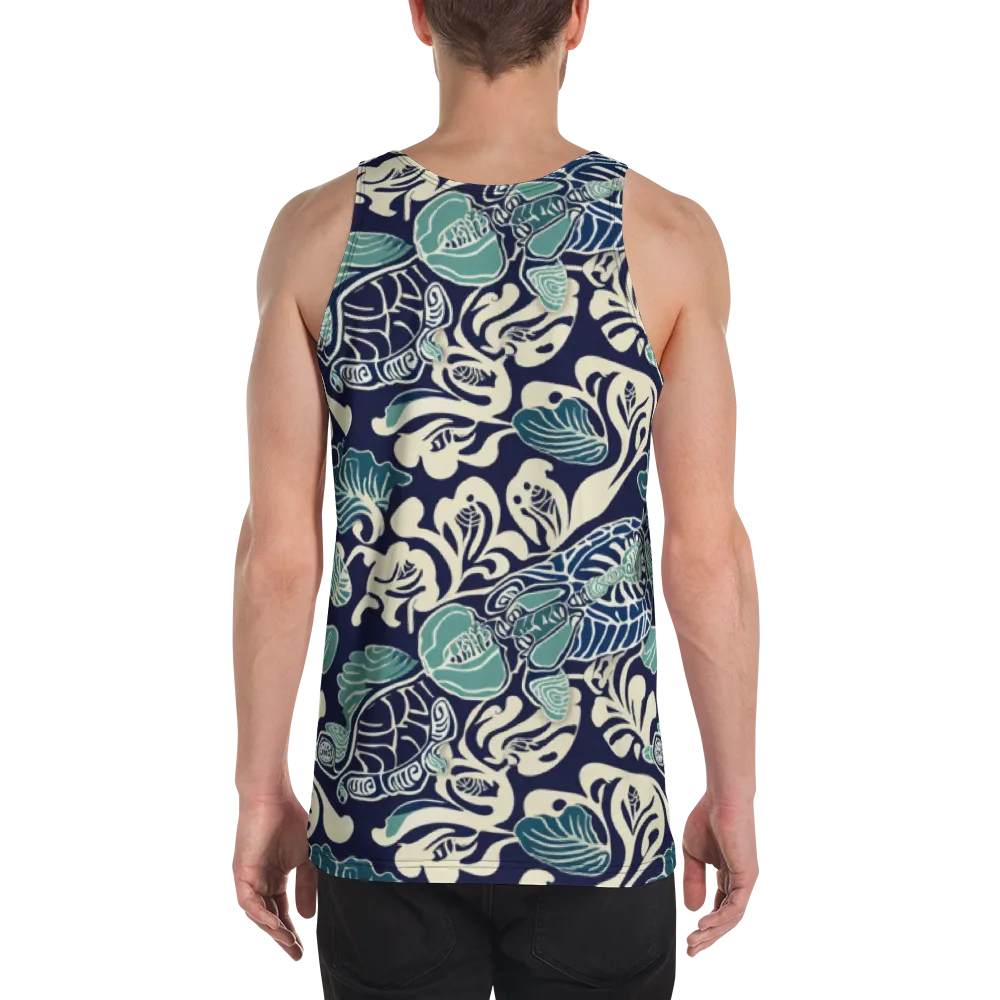 Navy Beetle Garden on Men's Tank Top — Back