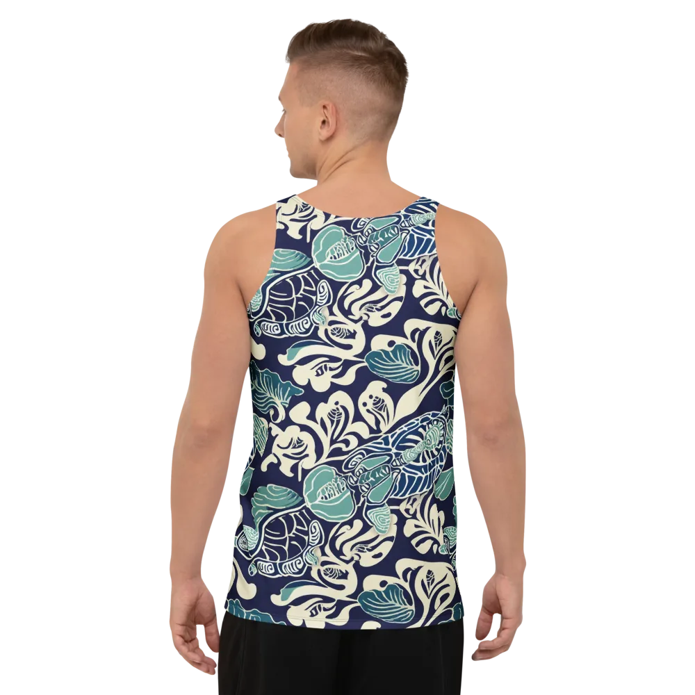 Navy Beetle Garden on Men's Tank Top — Back