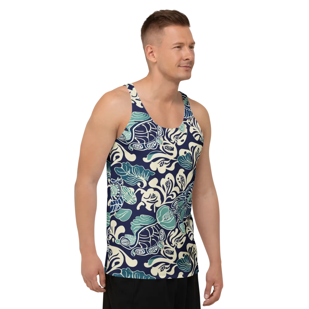 Navy Beetle Garden on Men's Tank Top — Right Front