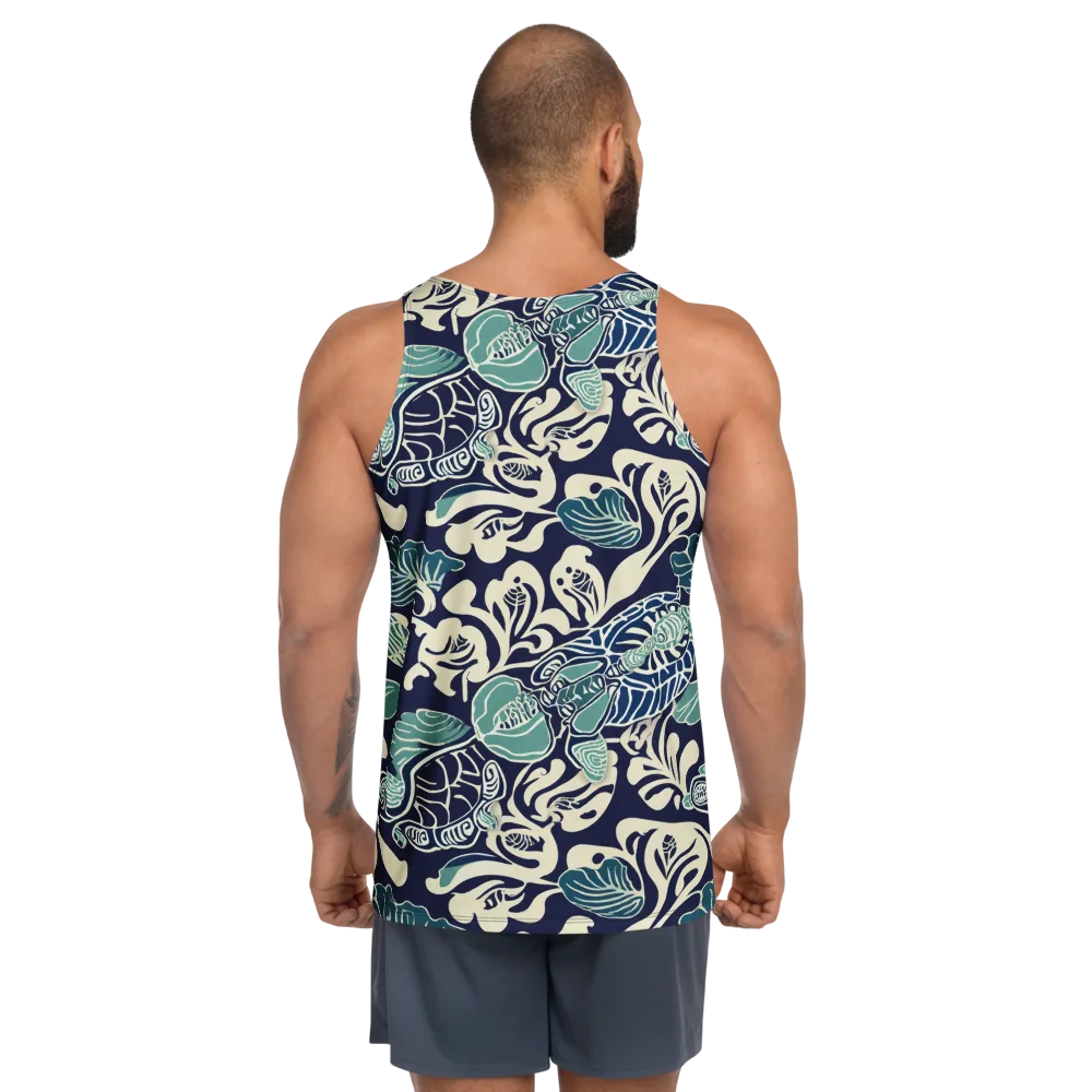 Navy Beetle Garden on Men's Tank Top — Back