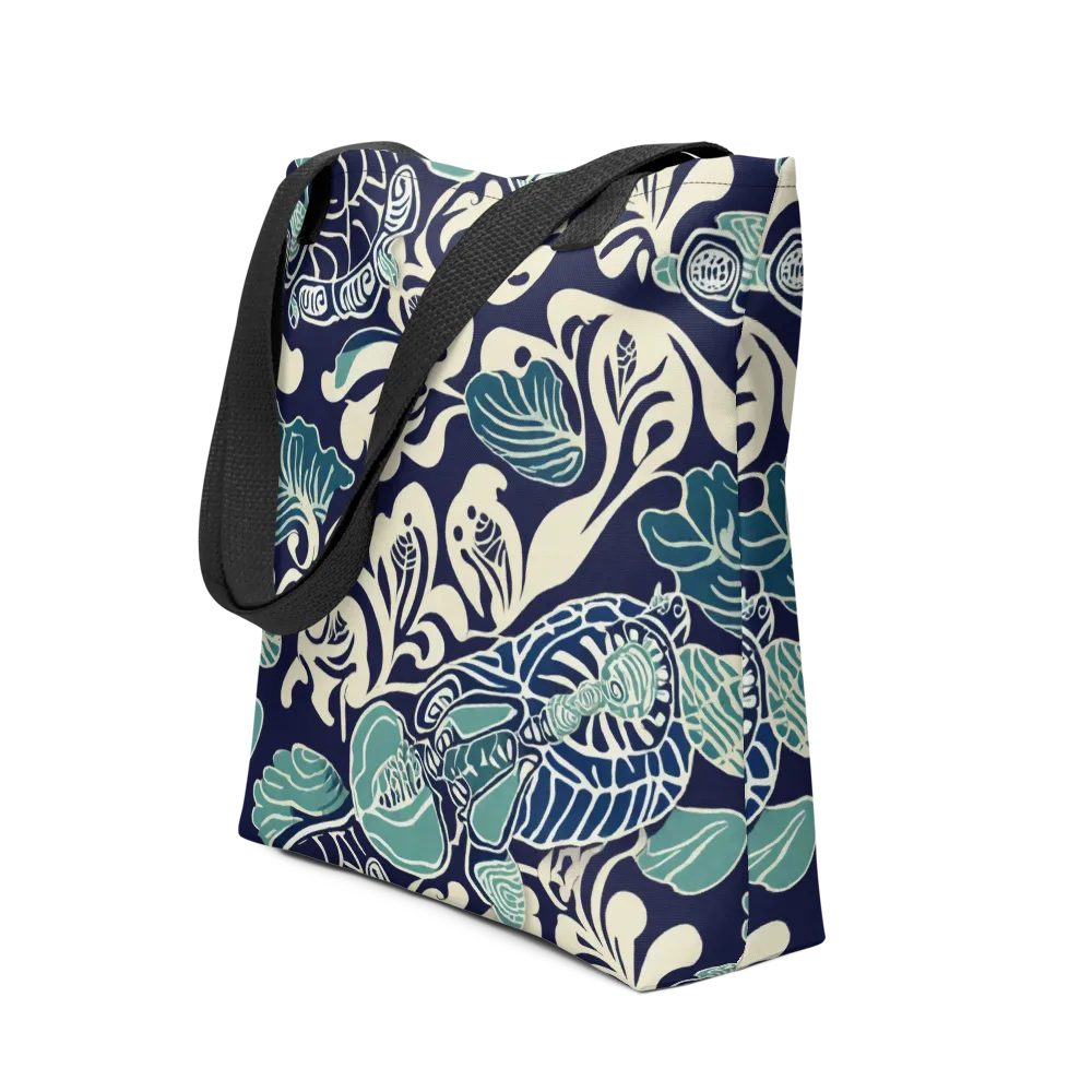 Navy Beetle Garden on Tote Bag — Front