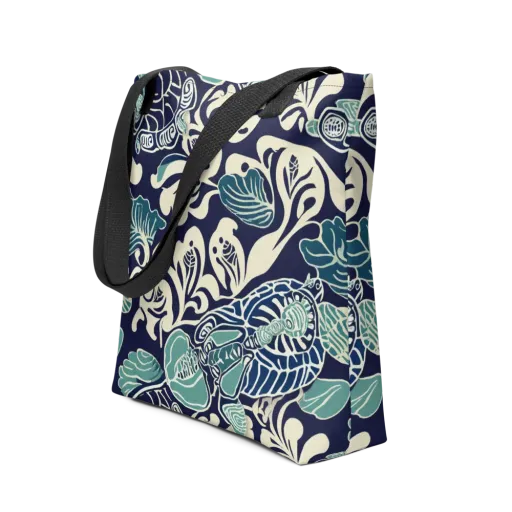 Navy Beetle Garden on a Tote Bag