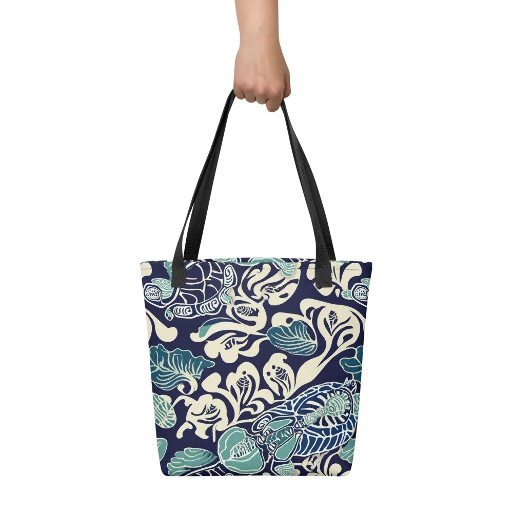 Navy Beetle Garden on Tote Bag — Front
