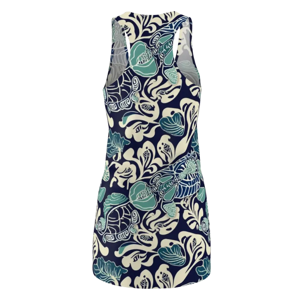 Navy Beetle Garden on Racerback Dress — Back