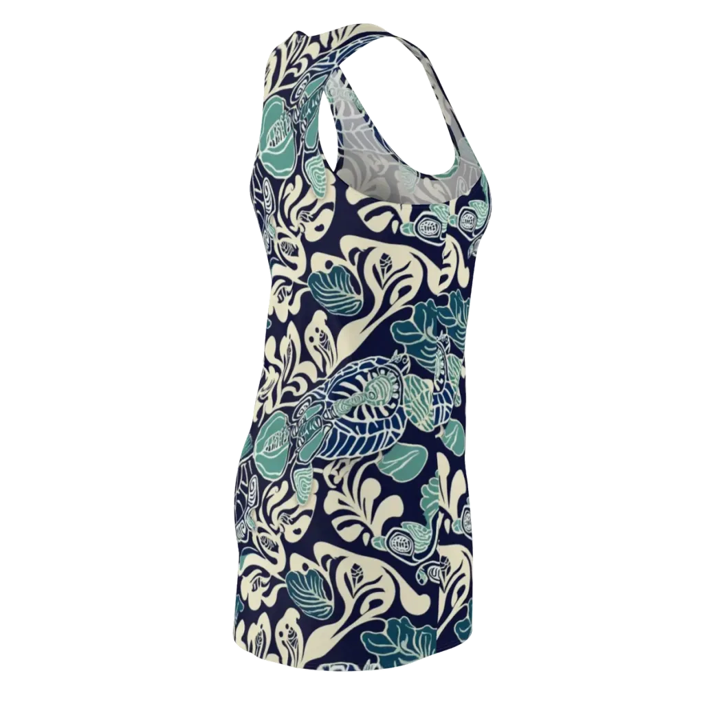 Navy Beetle Garden on Racerback Dress — Back Side