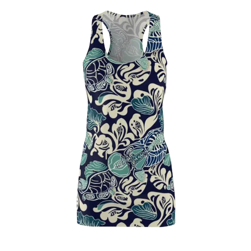 Navy Beetle Garden on a Racerback Dress