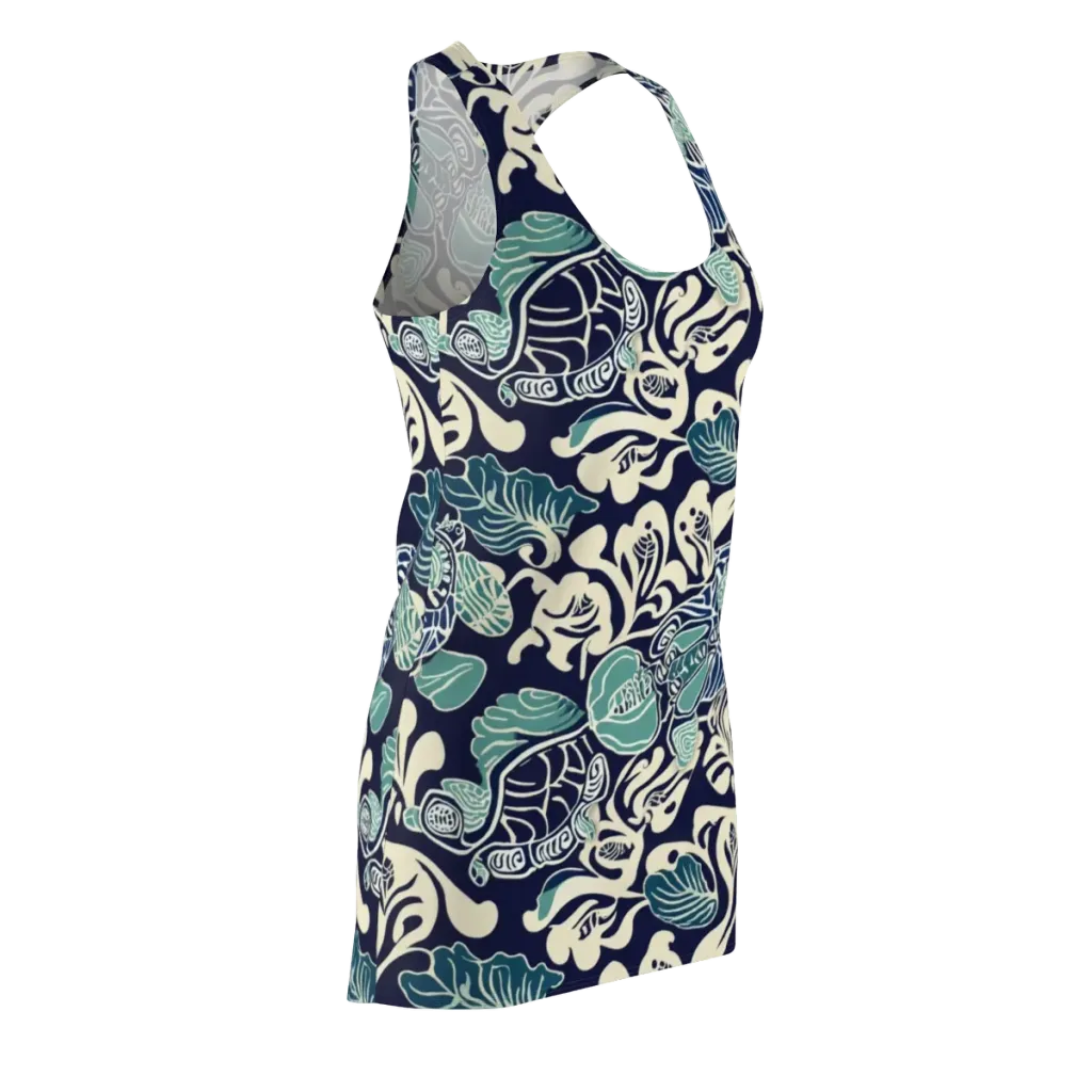 Navy Beetle Garden on Racerback Dress — Front Side