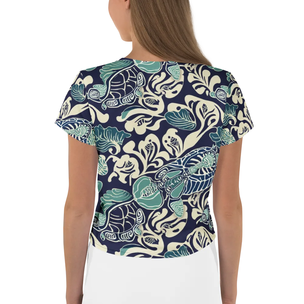 Navy Beetle Garden on Crop Tee — Back