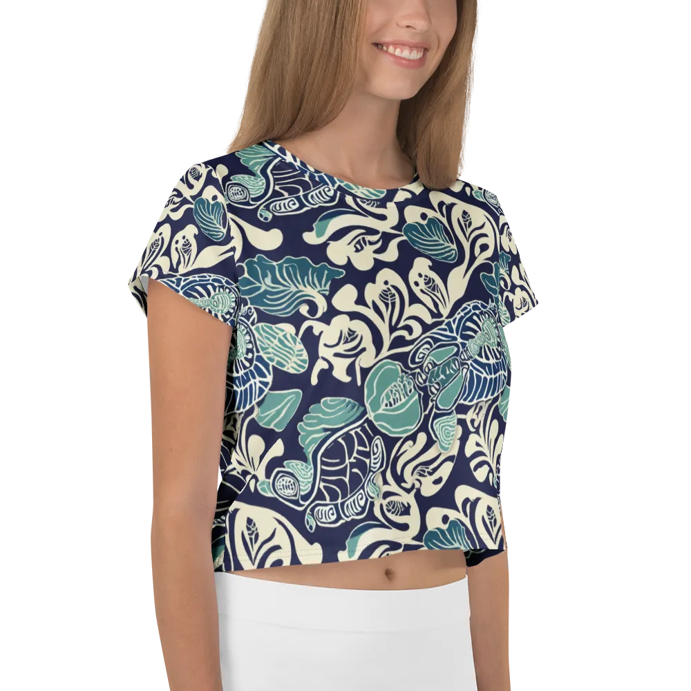 Navy Beetle Garden on Crop Tee — Right
