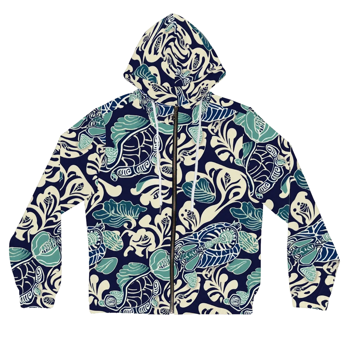 Navy Beetle Garden on Women's Full-Zip Hoodie — Front