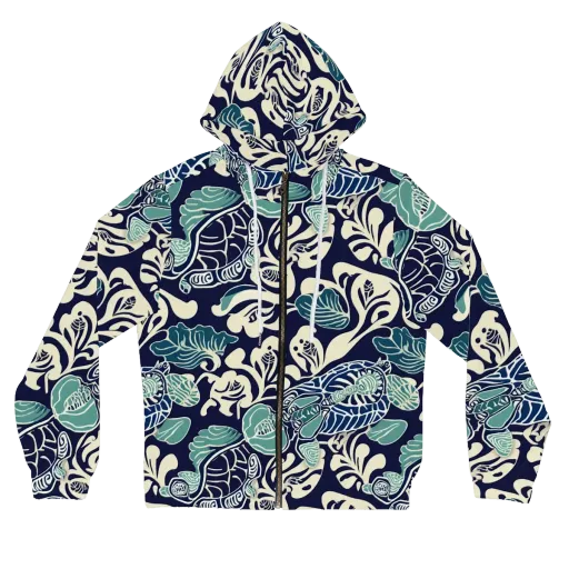 Navy Beetle Garden on a Women's Full-Zip Hoodie