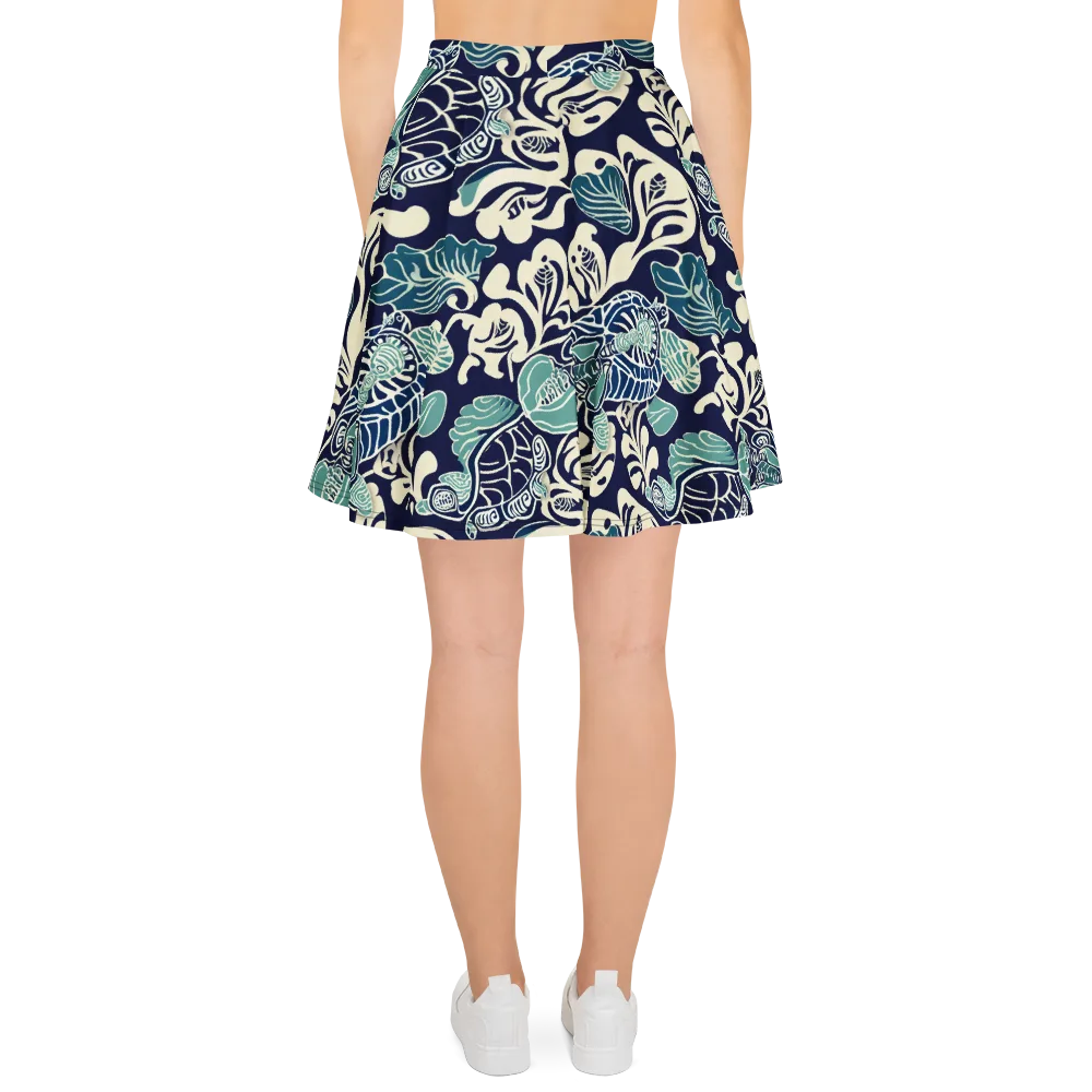 Navy Beetle Garden on Skater Skirt — Back