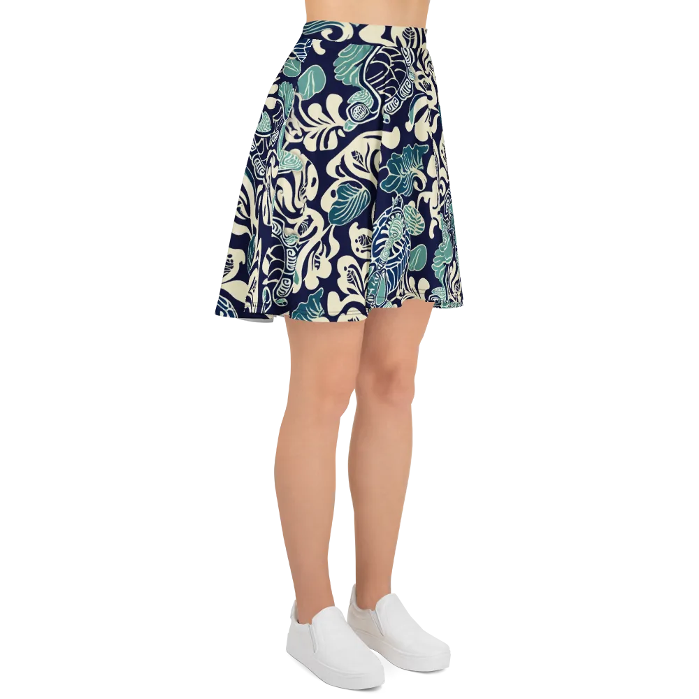 Navy Beetle Garden on Skater Skirt — Right