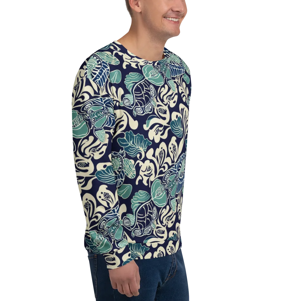 Navy Beetle Garden on Sweatshirt — Right Front