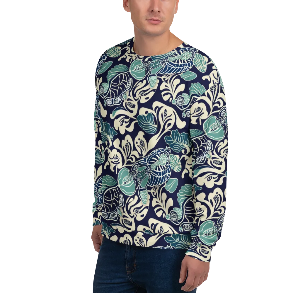 Navy Beetle Garden on Sweatshirt — Left Front