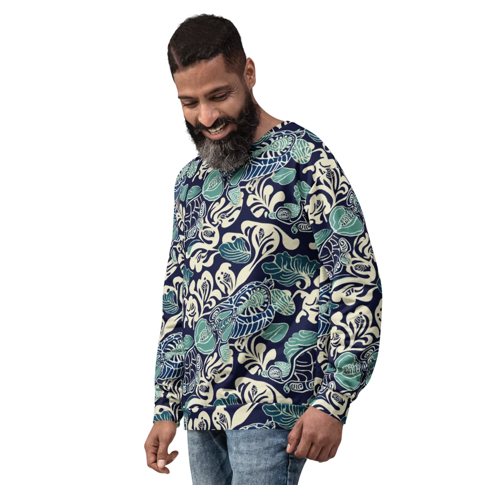 Navy Beetle Garden on Sweatshirt — Left Front
