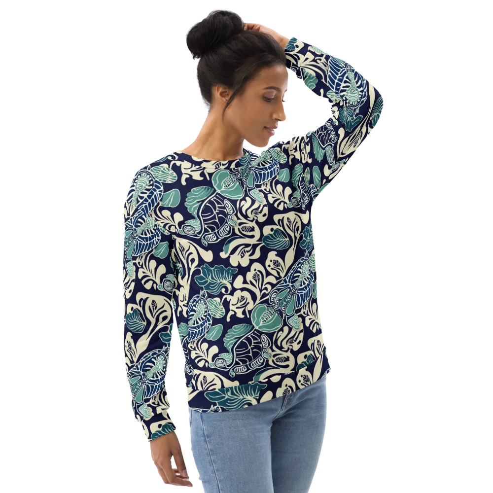 Navy Beetle Garden on Sweatshirt — Right Front