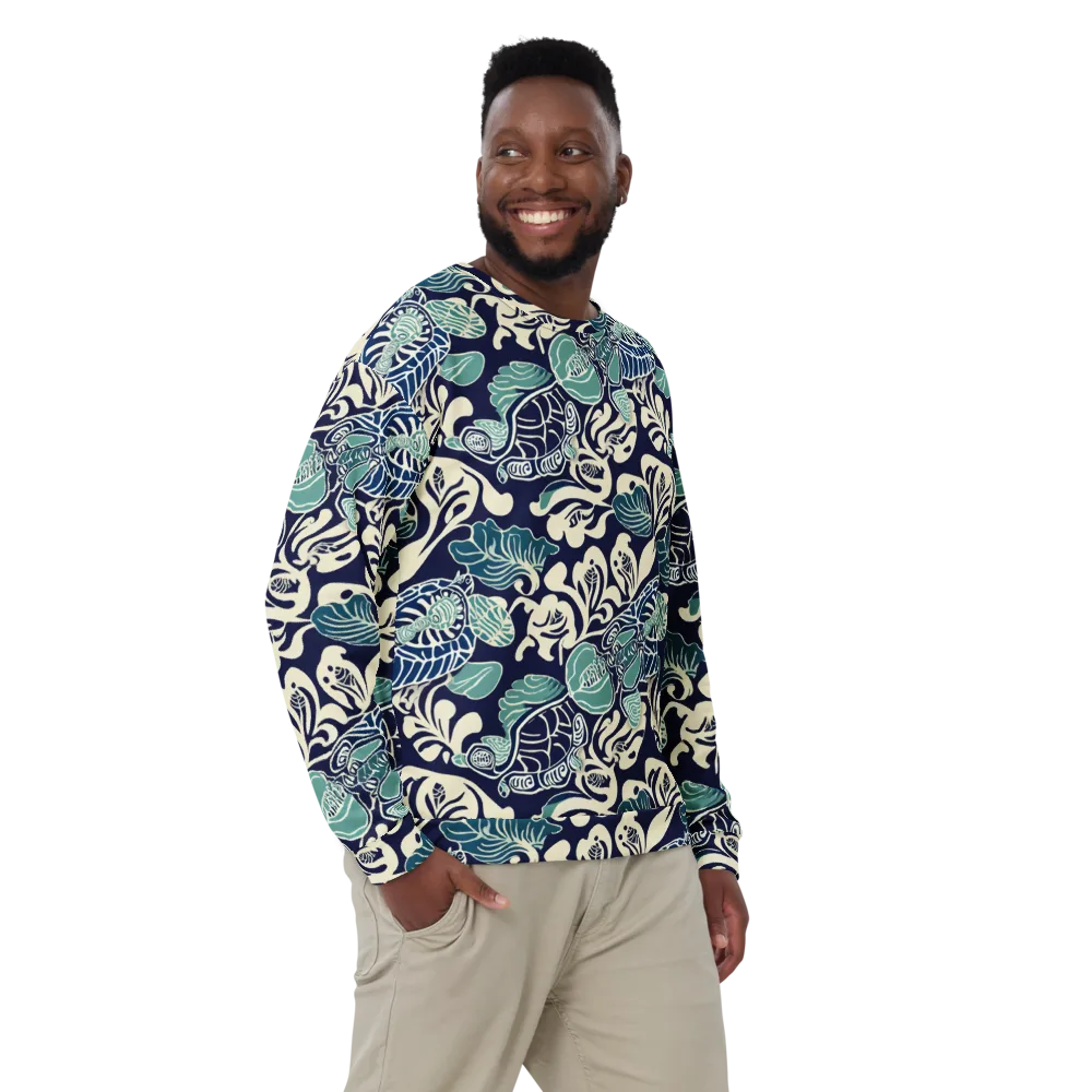 Navy Beetle Garden on Sweatshirt — Front