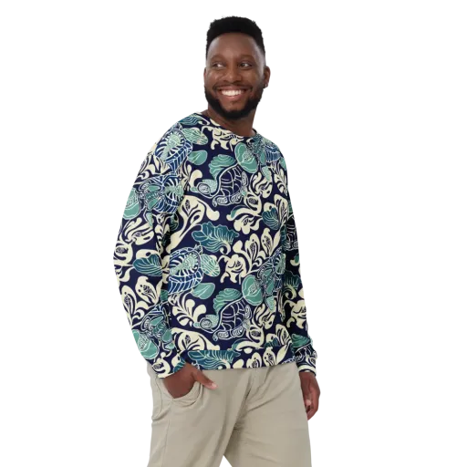 Navy Beetle Garden on a Sweatshirt