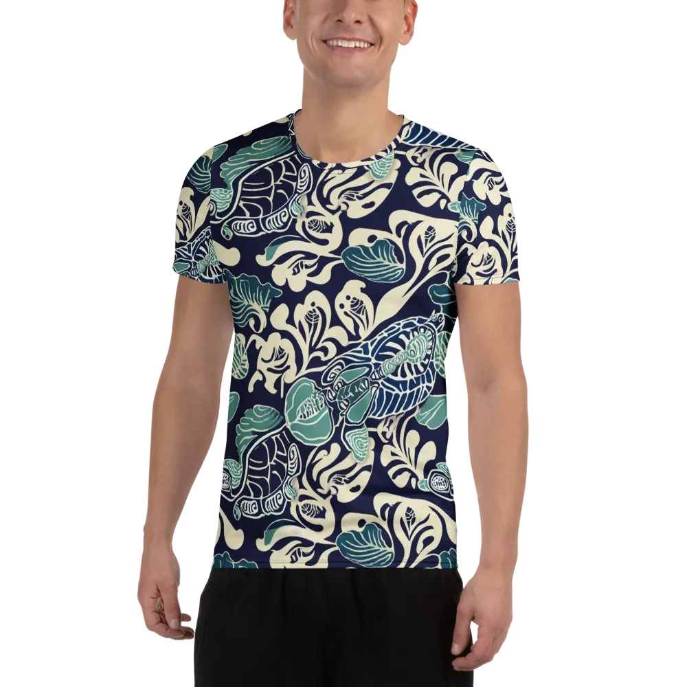 Navy Beetle Garden on Men's Athletic T-Shirt — Front