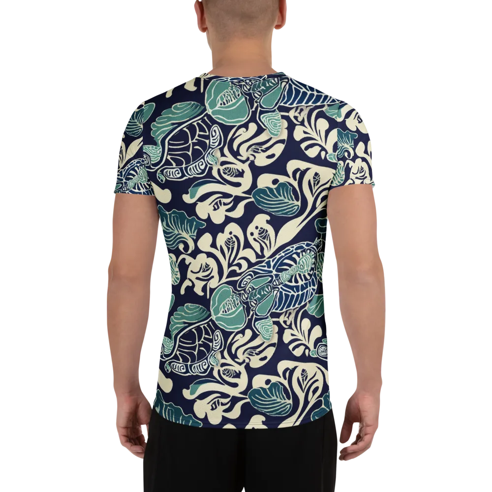 Navy Beetle Garden on Men's Athletic T-Shirt — Back