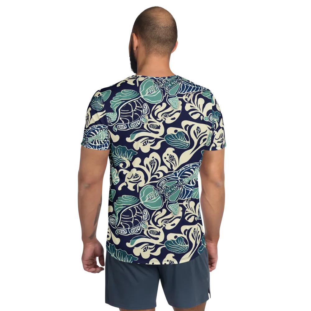 Navy Beetle Garden on Men's Athletic T-Shirt — Back