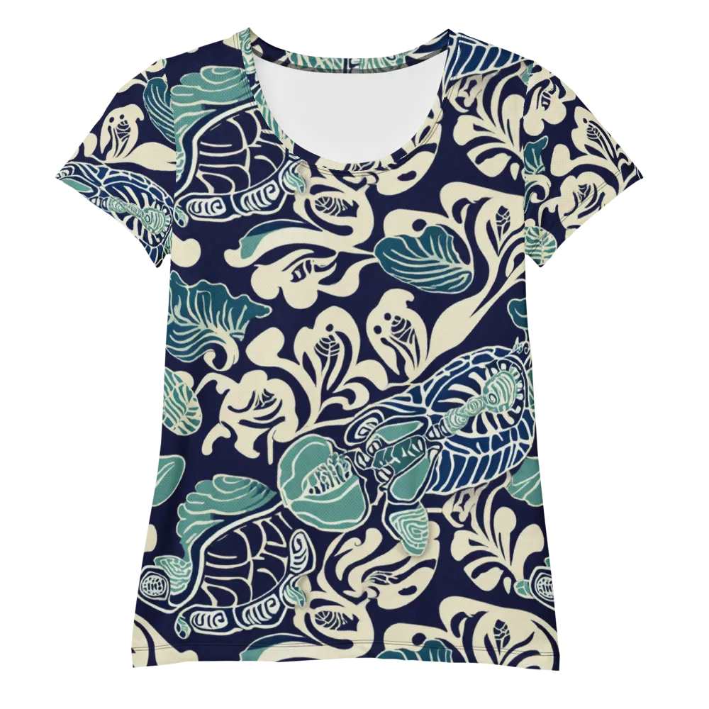 Navy Beetle Garden on Women's Athletic T-Shirt — Front