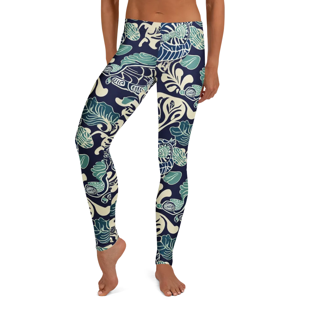 Navy Beetle Garden on Leggings — Front