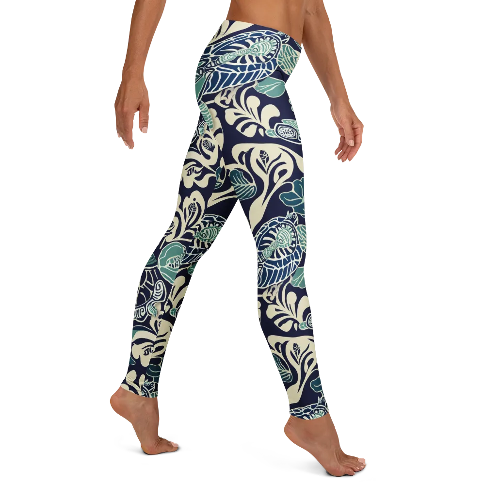 Navy Beetle Garden on Leggings — Right