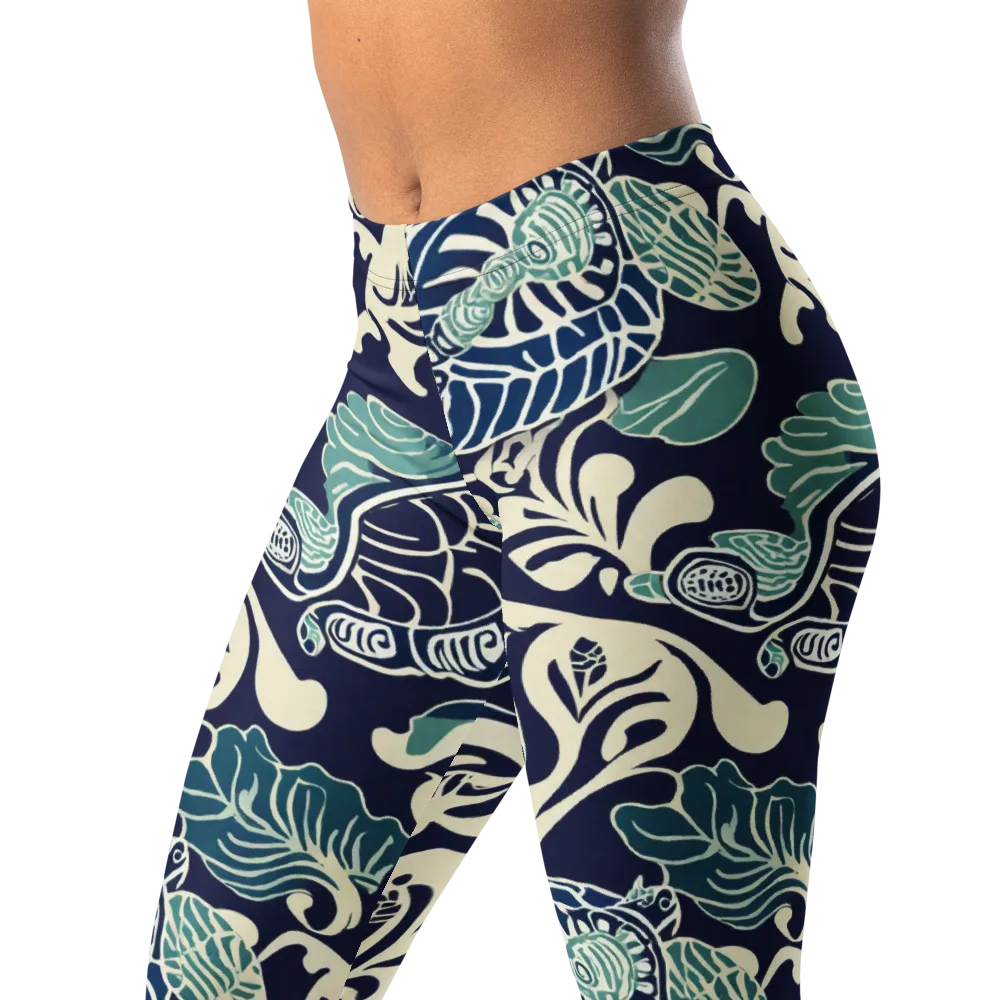 Navy Beetle Garden on Leggings — Left Front