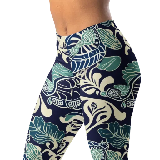 Navy Beetle Garden on a Leggings