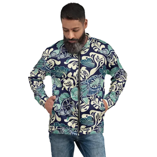 Navy Beetle Garden on a Bomber Jacket