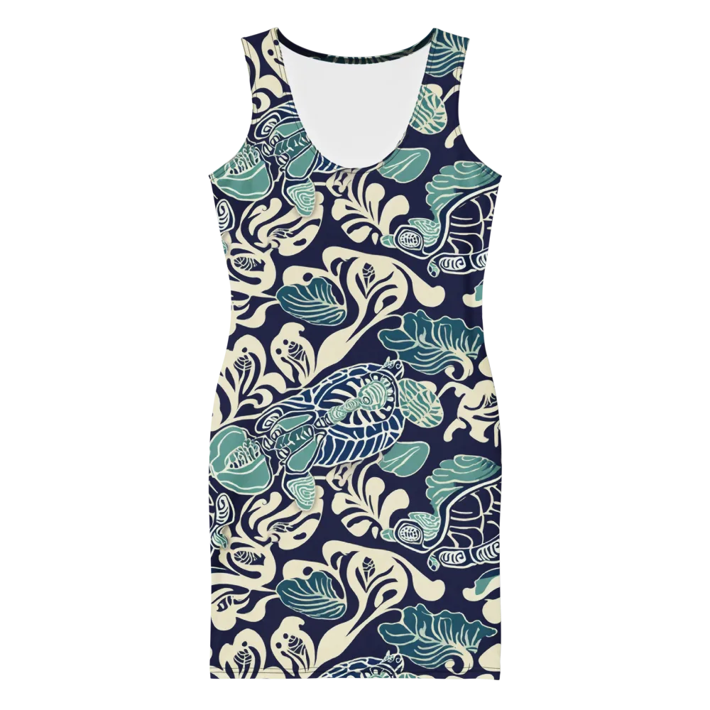 Navy Beetle Garden on Bodycon Dress — Front