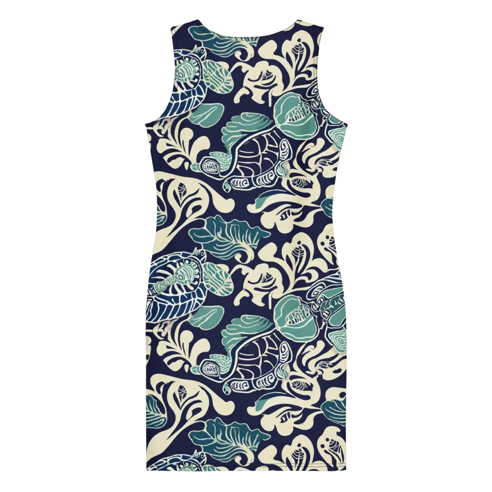 Navy Beetle Garden on Bodycon Dress — Back
