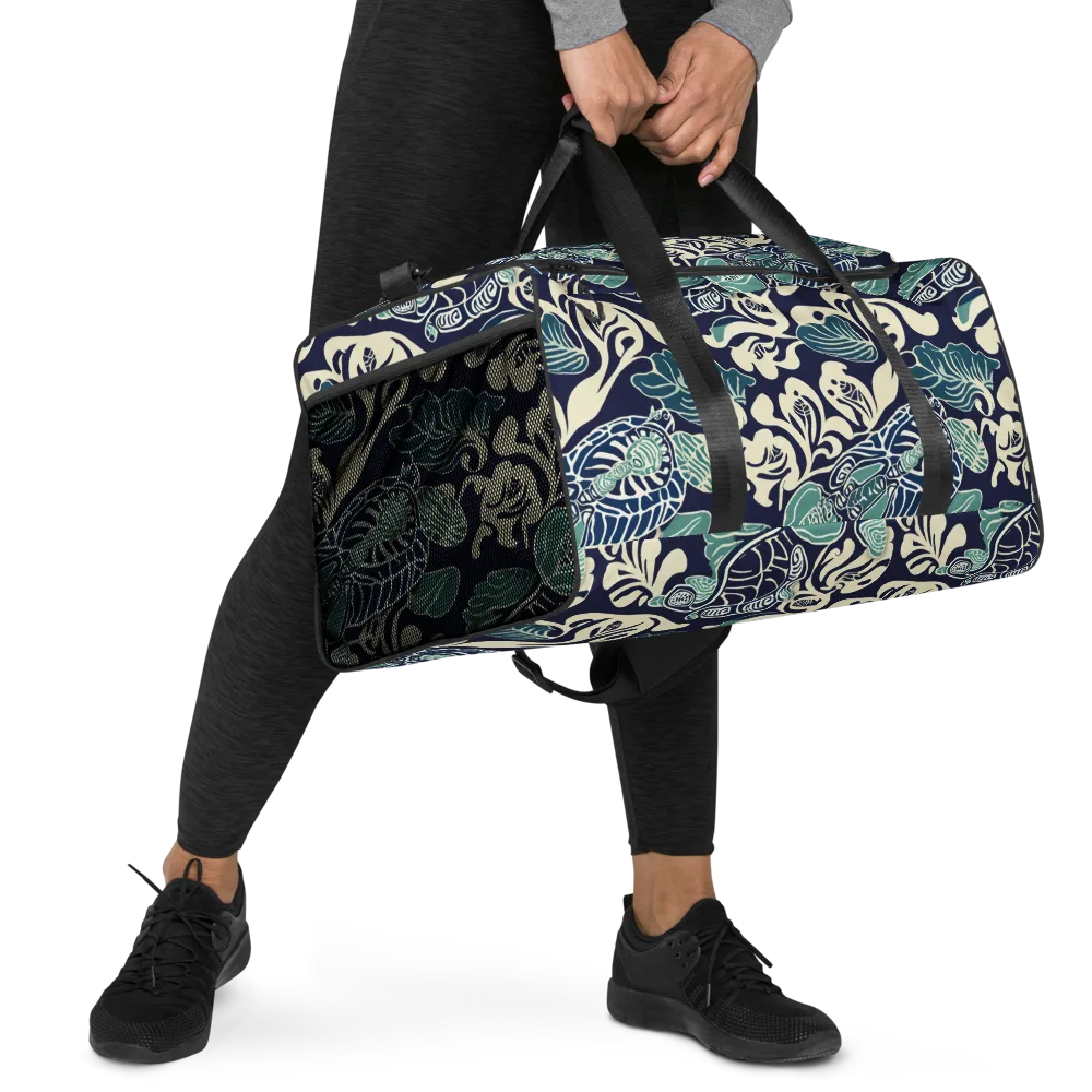Navy Beetle Garden on Duffle Bag — Right Front
