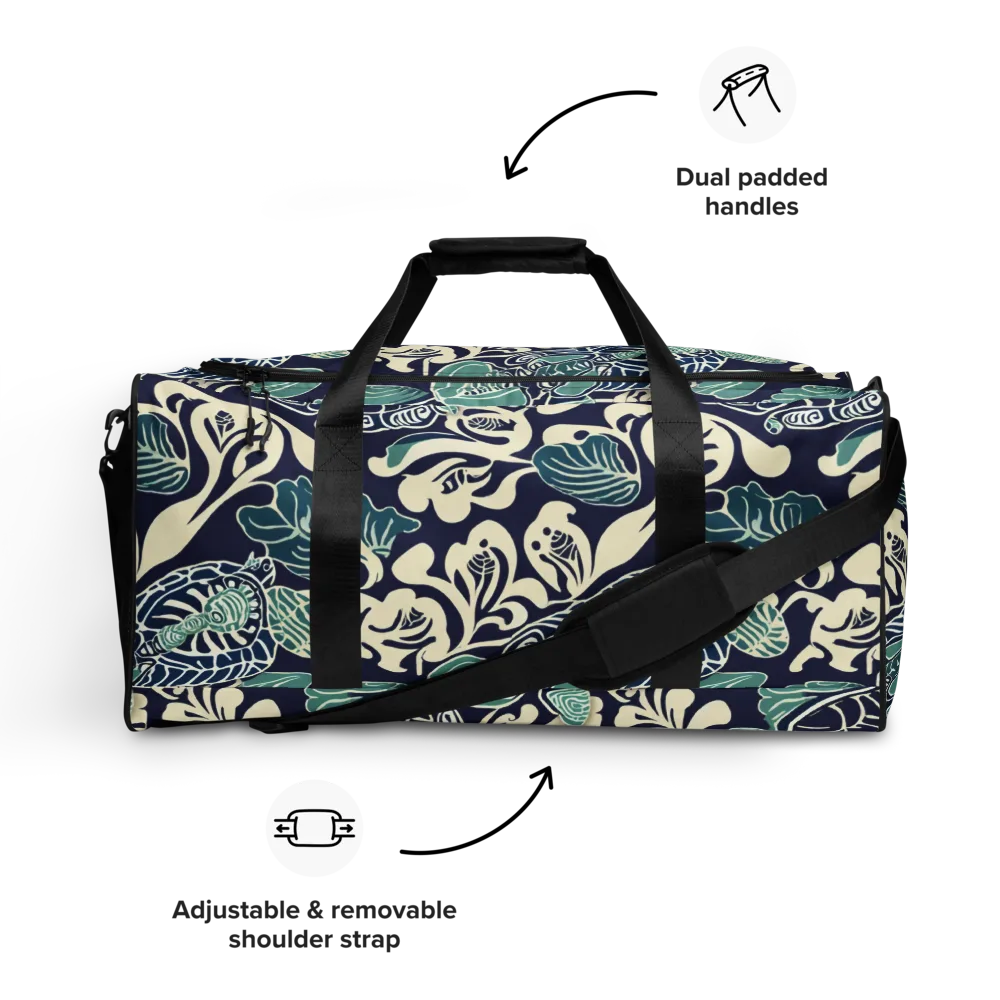 Navy Beetle Garden on Duffle Bag — Front
