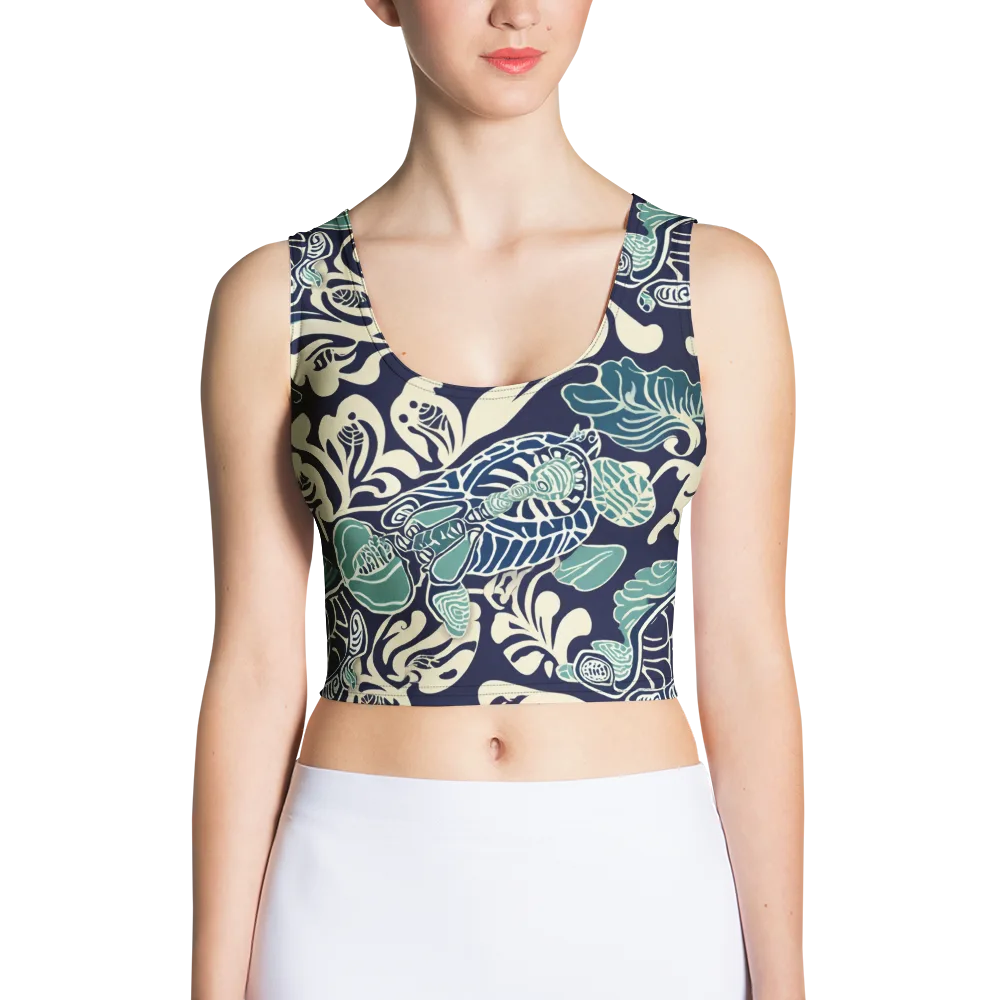 Navy Beetle Garden on Crop Top — Front