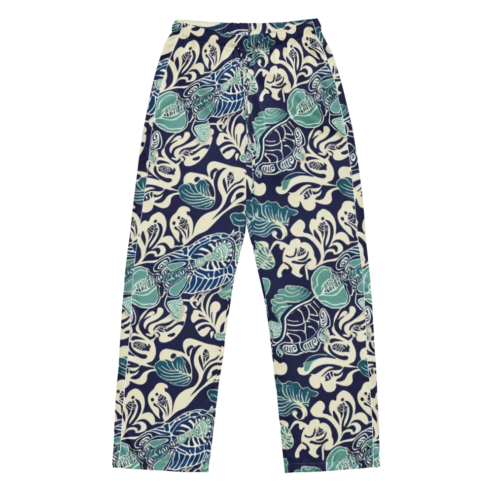 Navy Beetle Garden on Women's Pajama Pants — Front
