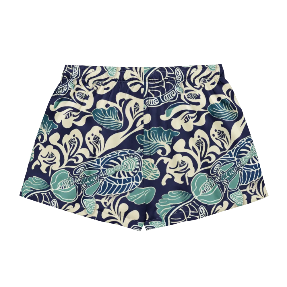 Navy Beetle Garden on Women's Pajama Shorts — Back