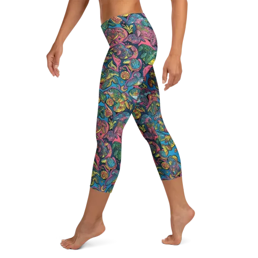 Coral Carousel on a Capri Leggings