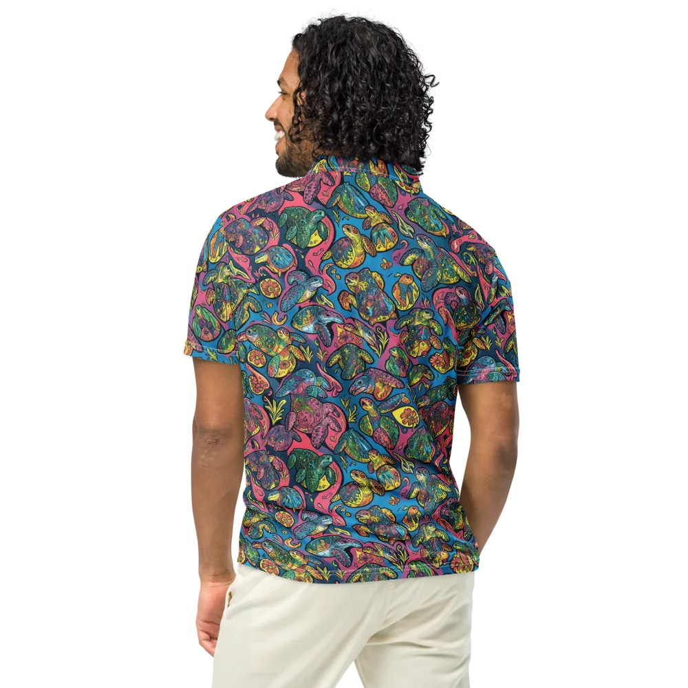 Coral Carousel on Men's Slim Fit Polo Shirt — Back