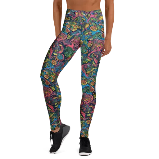 Coral Carousel on a Yoga Leggings