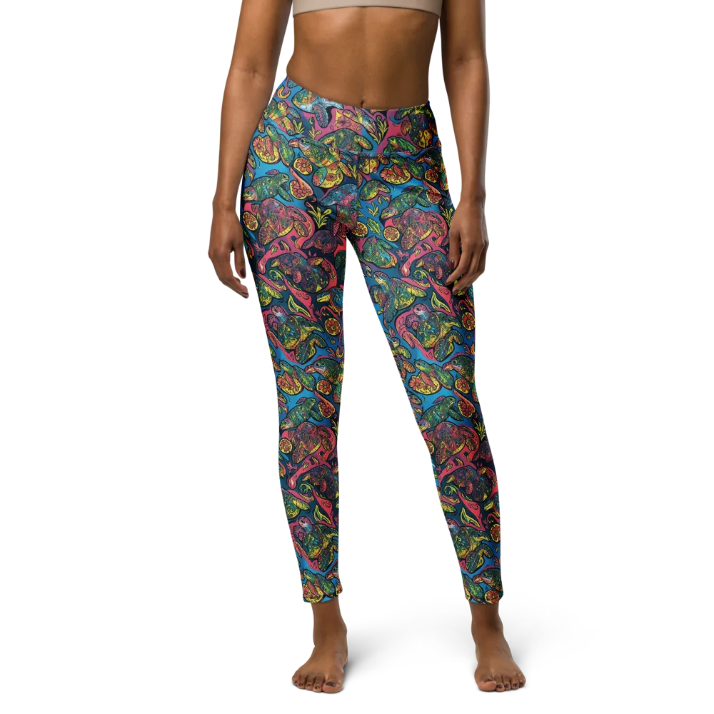 Coral Carousel on Yoga Leggings — Front