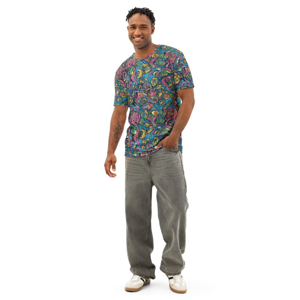 Coral Carousel on Men's Cotton Crew Neck T-Shirt — Front