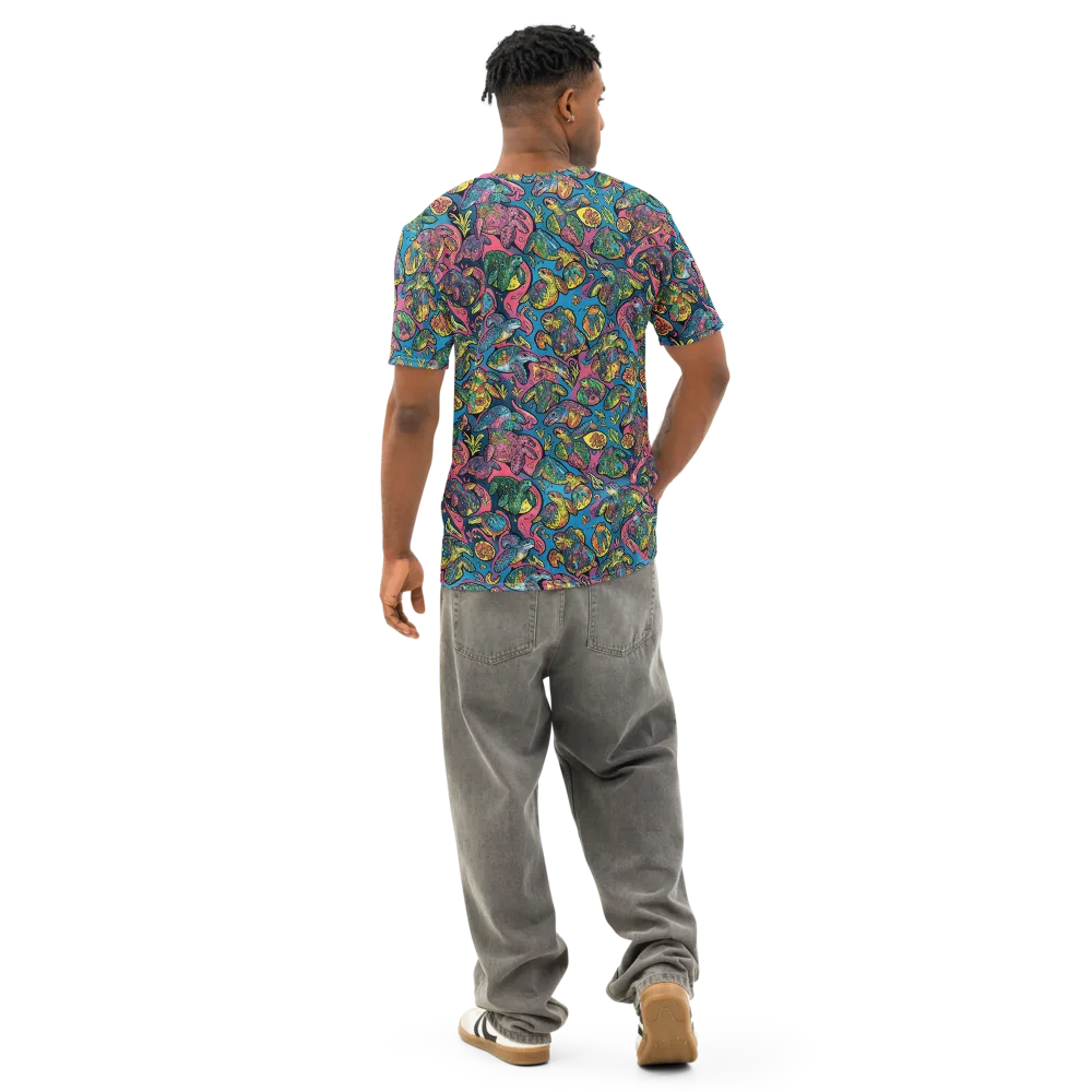 Coral Carousel on Men's Cotton Crew Neck T-Shirt — Back