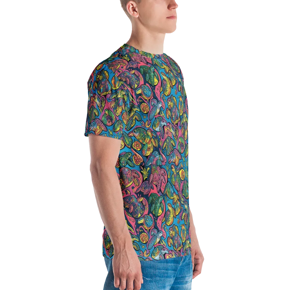 Coral Carousel on Men's Crew Neck T-Shirt — Right