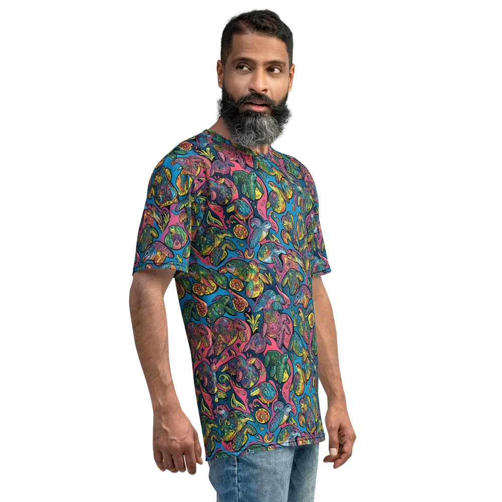 Coral Carousel on Men's Crew Neck T-Shirt — Right
