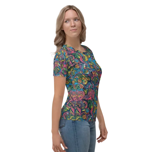 Coral Carousel on a Women's Crew Neck T-Shirt